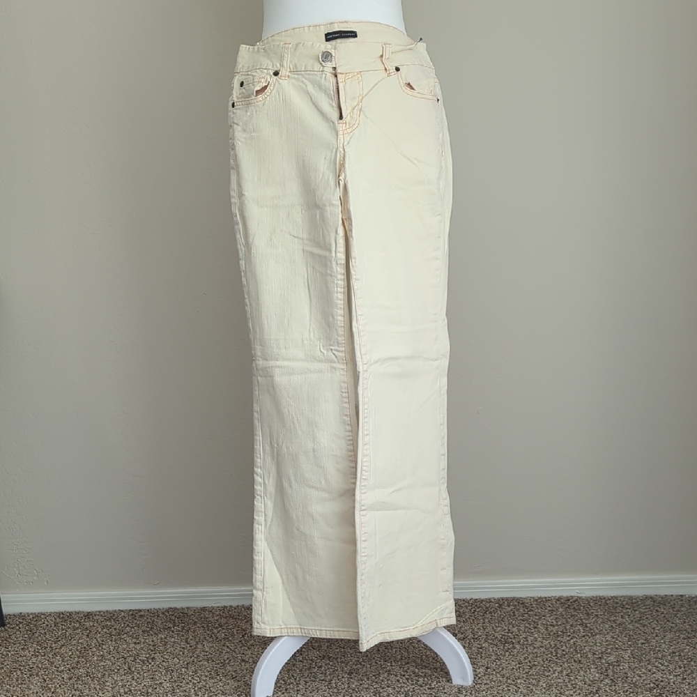 New York And Company Women's Cream Yellow Stretch Jeans, Size 4